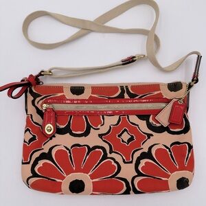 EUC Coach Poppy Floral Scarf Print East West Swingpack